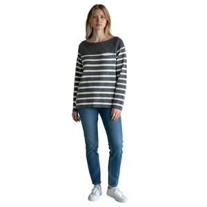 Sacai Luck Wool Blend‎ Striped Sweater Hi Low Hem Side Slits Pocket Sz XS
